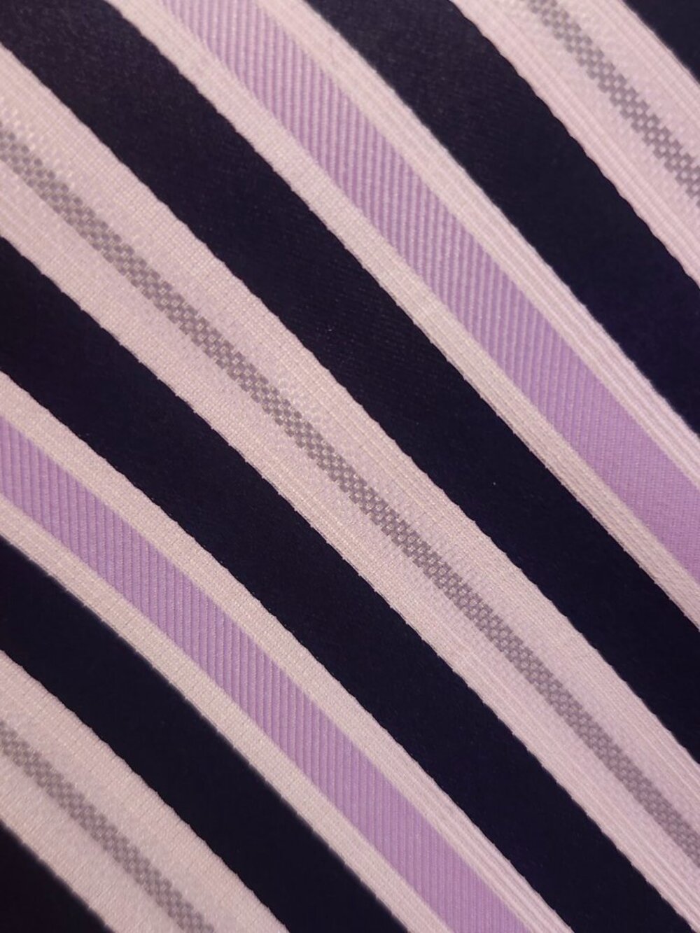 Beau Brummel Soho Pink, White, Black Striped Handmade 100% Silk Repp Tie - Picture 2 of 6